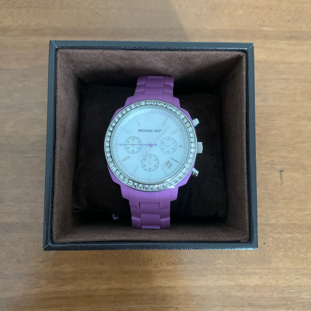 Michael Kors Chronograph Watch Purple Pave Crystal